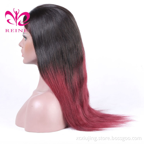 Ombre mixed color wavy wigs 100% Human Hair Wig red Color Long Style Brazilian Hair Front Lace Wig For Black Women